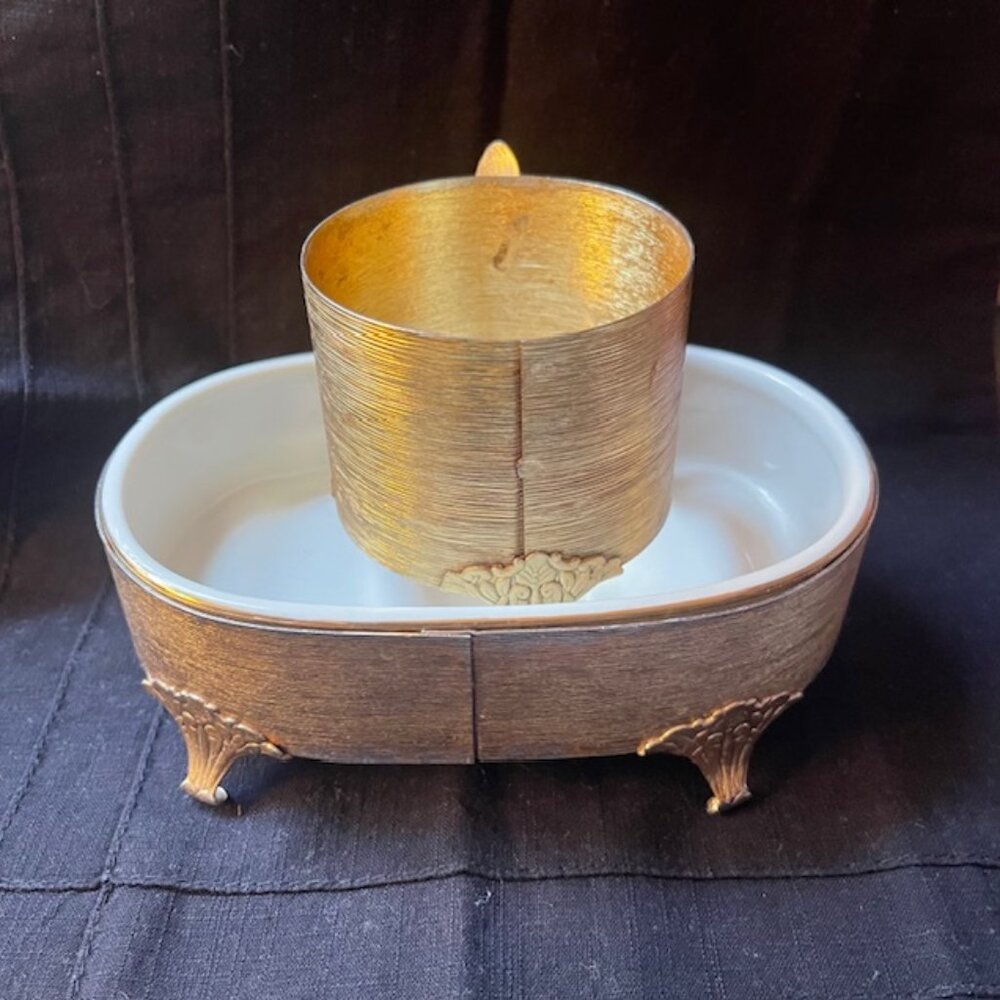 50's 24 Kt Gold-Plated Stylebuilt Butterfly Hollywood Reg. Soap Dish W Cup Hlder - Picture 2 of 7